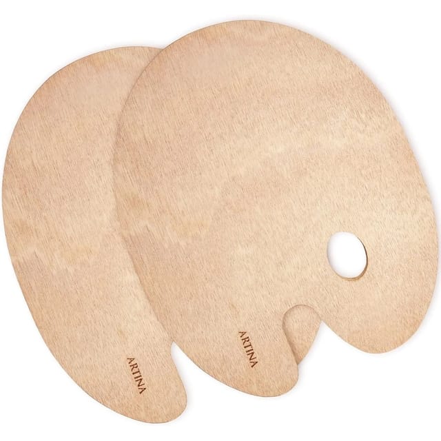 Artina 2 Stück Holz Malpalette Schule Rund Mischen 25x30cm