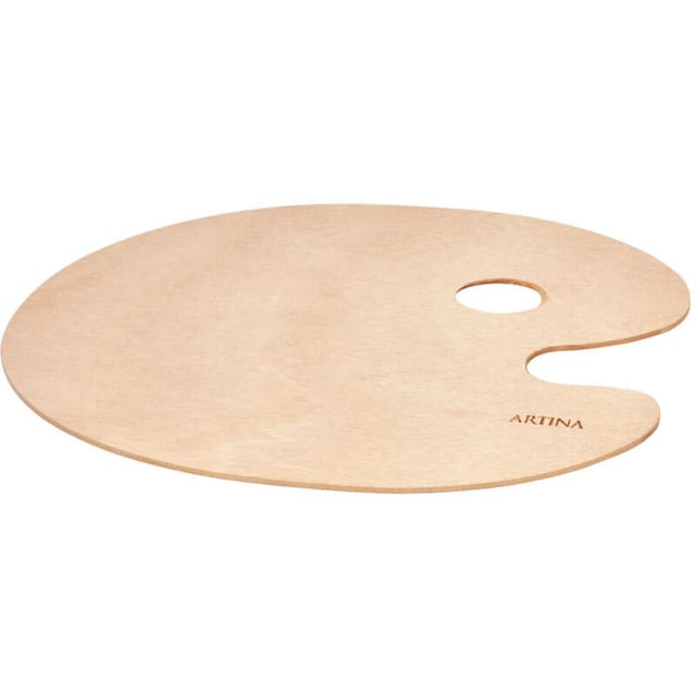 Artina Holz Malpalette Schule Rund Mischen mit Griffloch 25x30cm
