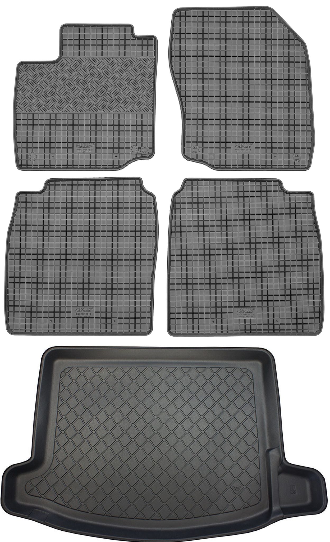 Honda Civic Ix Schrägheck (5-türer) Von 03.2012-02.2017 Set - Gummifußmatten + Kofferraummatte