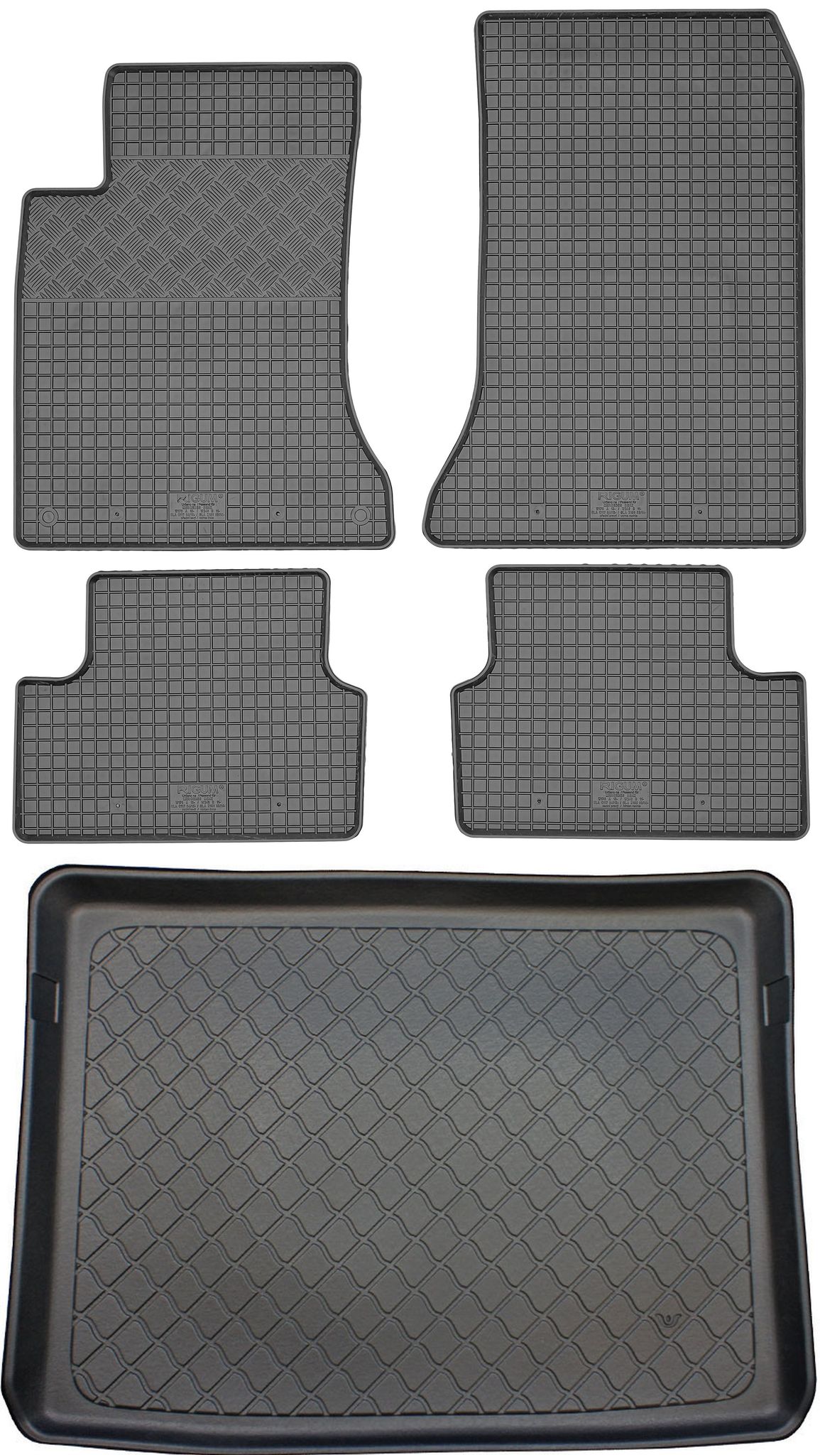 Mercedes B-klasse W246 Kastenwagen (5-türer) Von 10.2011-12.2018 Set - Gummifußmatten + Kofferraummatte