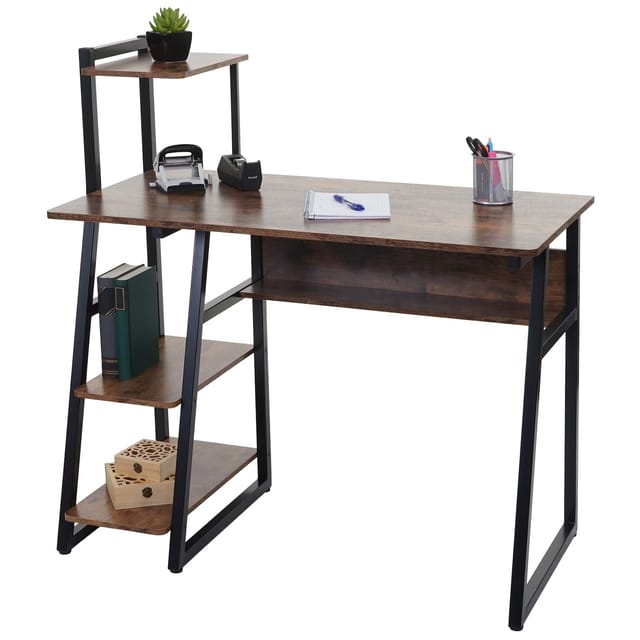 MCW Schreibtisch mit Regal K68 Braun