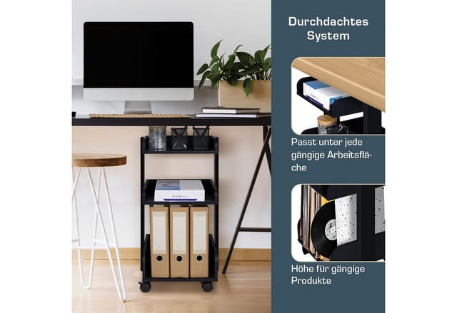 Bomoe Aufbewahrungswagen mit Rollen 69 cm Hoch Bosse Schwarz