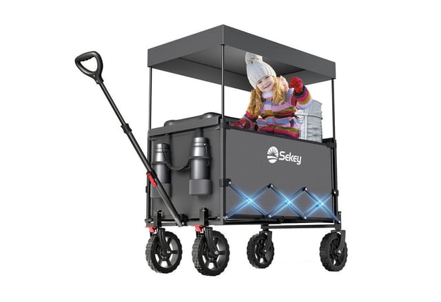 Sekey XXL Bollerwagen Faltbar Kinder 150L Grau