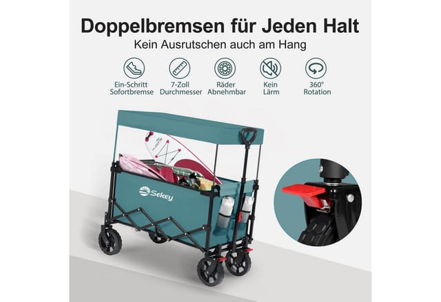 Sekey XXL Bollerwagen Faltbar Kinder 150L Grün