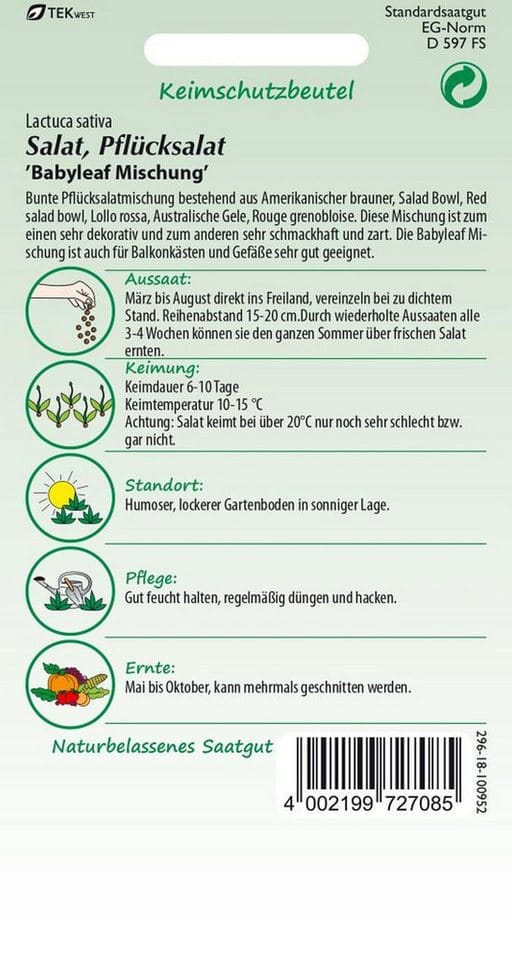 SAMEN PFANN Pflücksalat Baby Leaf Kleinpackung