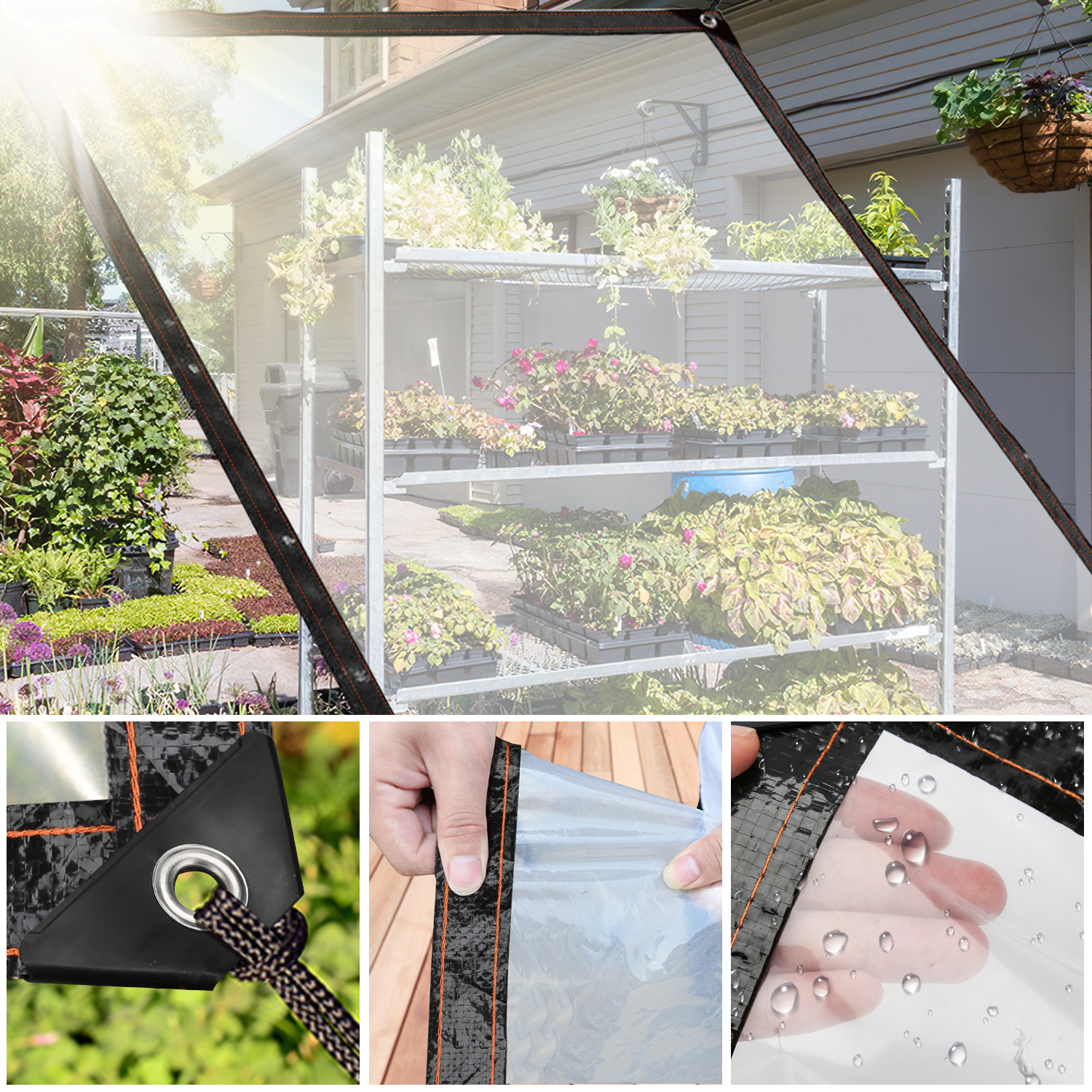 Randaco 2x Lona Transparente Impermeable Con Ojales Antioxidantes Para Jardín Y Terraza, 3 × 4 M