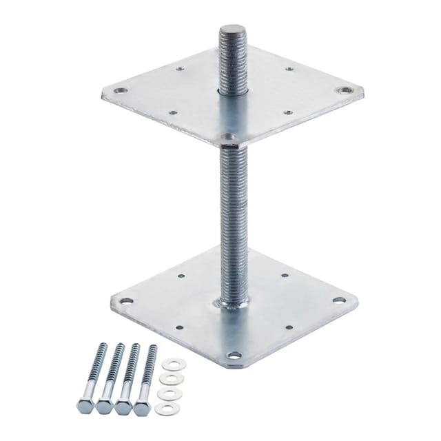 SOTECH 6er Set Pfostenträger M24 160 x 160 x 250 mm Stahl Verzinkt Höhenverstellbar Witterungsbeständig
