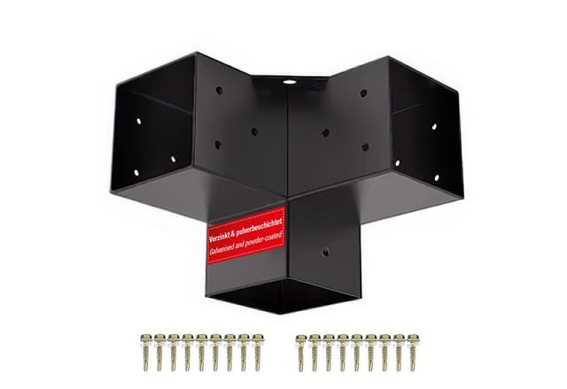 SOTECH Eckverbinder 100 x 100 mm 3-Wege-Verbinder Vierkant Stahl Verzinkt Schwarz Pulverbeschichtet für Höchsten Korrosionsschutz