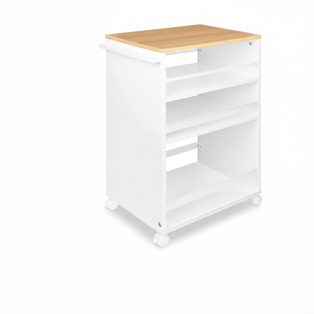 Bomoe Nischenwagen Servierwagen auf Rollen 50x38x79cm Weiß und Eiche