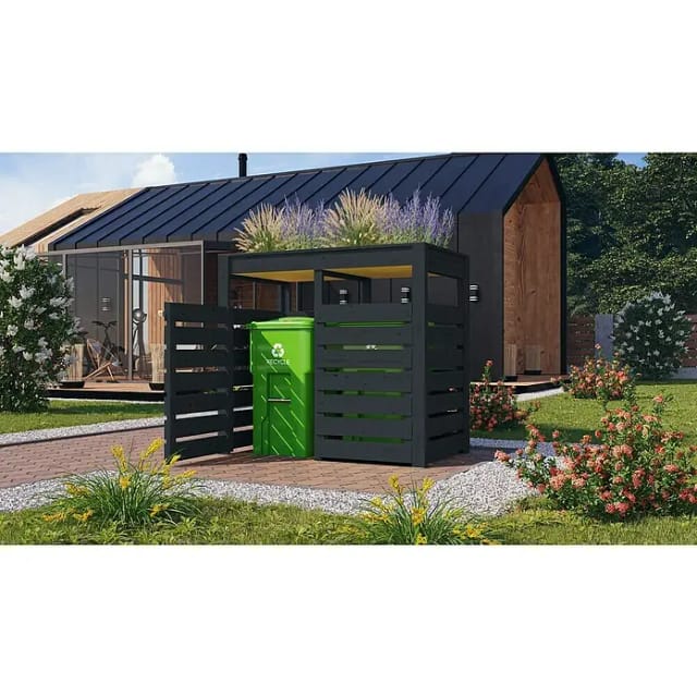 Karibu Mülltonnenbox für 2 Tonnen mit Hochbeet Anthrazit