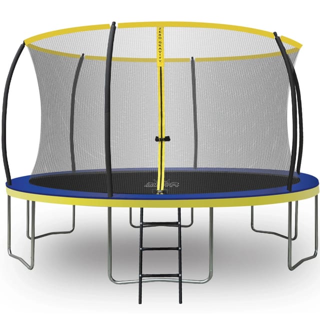 Zero Gravity Outdoor Trampolin 427cm TÜV GS Smartes Klappnetz mit Leiter und Bodenanker