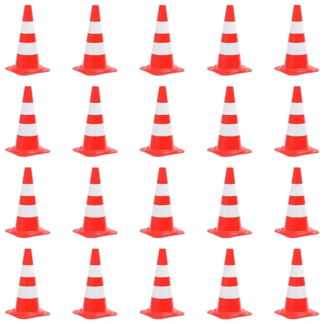 DELUKE Leitkegel OLLI 20er Set Rot Und Weiß 50cm Reflektierend Verkehrskegel Pylone Verkehrsleitkegel Warnleitkegel Verkehrshütchen
