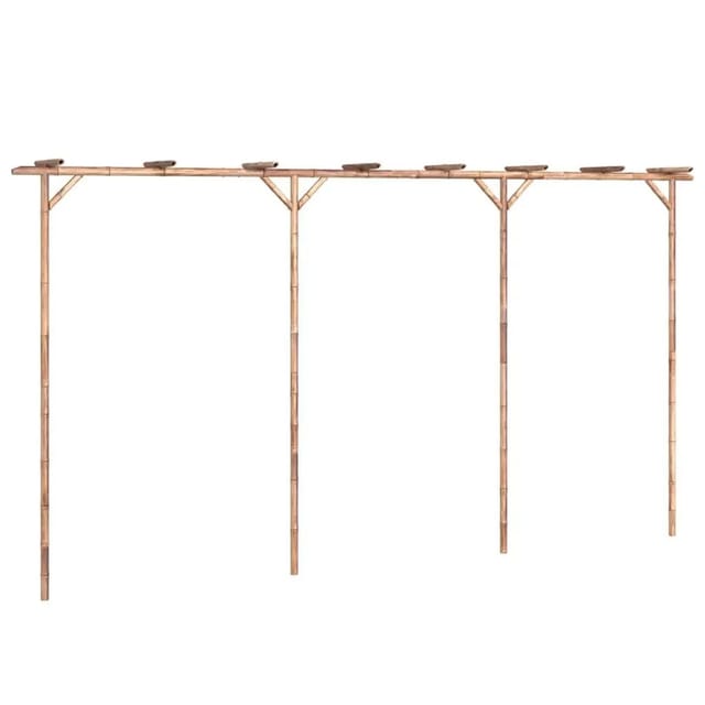 DELUKE Pergola Aus Holz BAMBO 3,85x2m Bambus Rankhilfe Pergola Holz Bausatz Freistehend Gartendeko Gartenbogen Gartenpergola