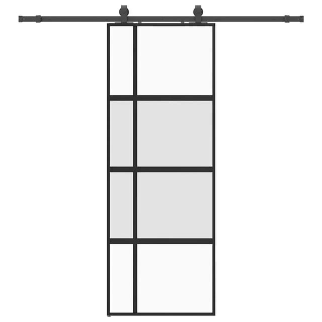 vidaXL Schiebetür mit Beschlag Schwarz 76x205 cm Hartglas 3375898