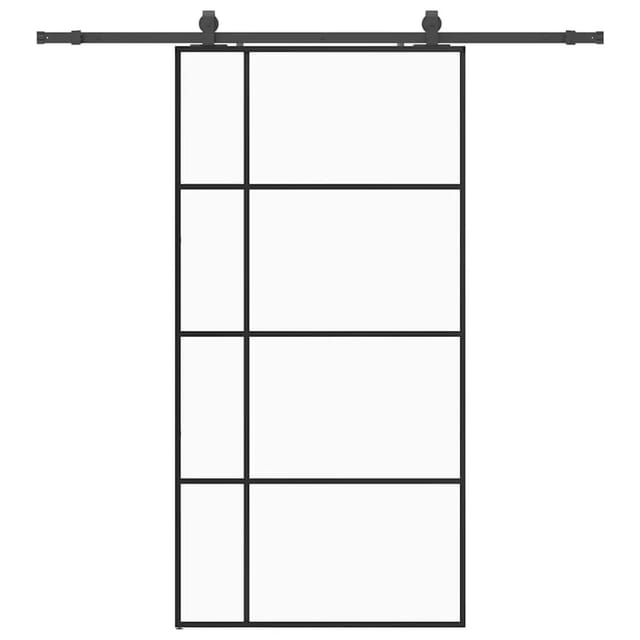 vidaXL Schiebetür mit Beschlag Schwarz 102,5x205 cm ESG-Glas 3375872