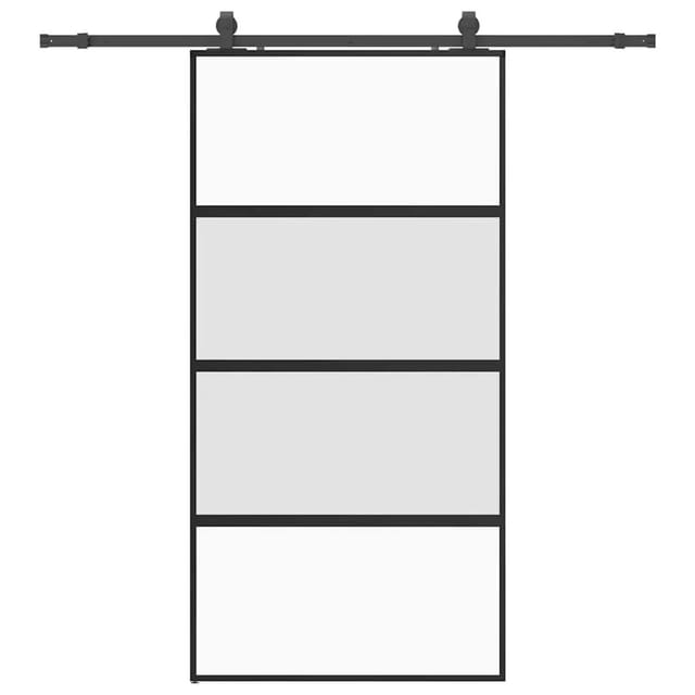 vidaXL Schiebetür mit Beschlag Schwarz 102,5x205 cm Hartglas 3375891