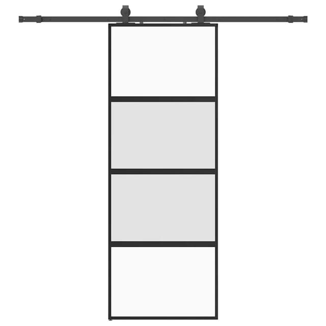 vidaXL Schiebetür mit Beschlag Schwarz 76x205 cm Hartglas 3375889