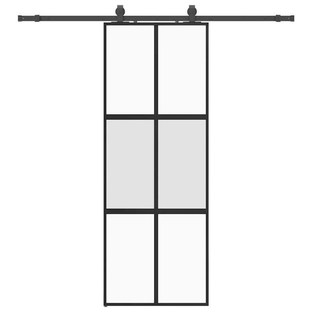 vidaXL Schiebetür mit Beschlag Schwarz 76x205 cm Hartglas 3375883