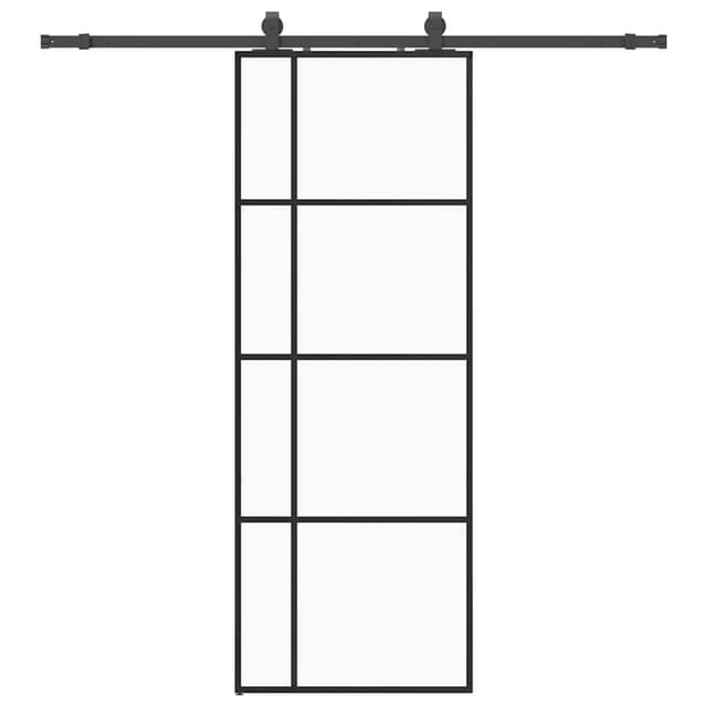 vidaXL Schiebetür mit Beschlag Schwarz 76x205 cm ESG-Glas 3375868