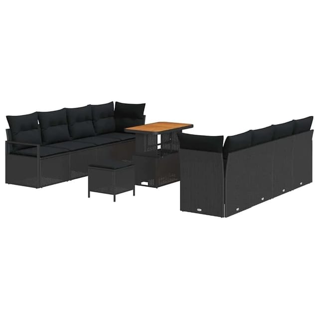 vidaXL Garten-Sofa-Set mit Kissen mit Speicher Schwarz 90 x 55 x 71 cm 3364449