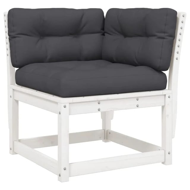 vidaXL Garten-Ecksofa mit Kissen Weiß 73x73x78 cm Massivholz Kiefer 844685