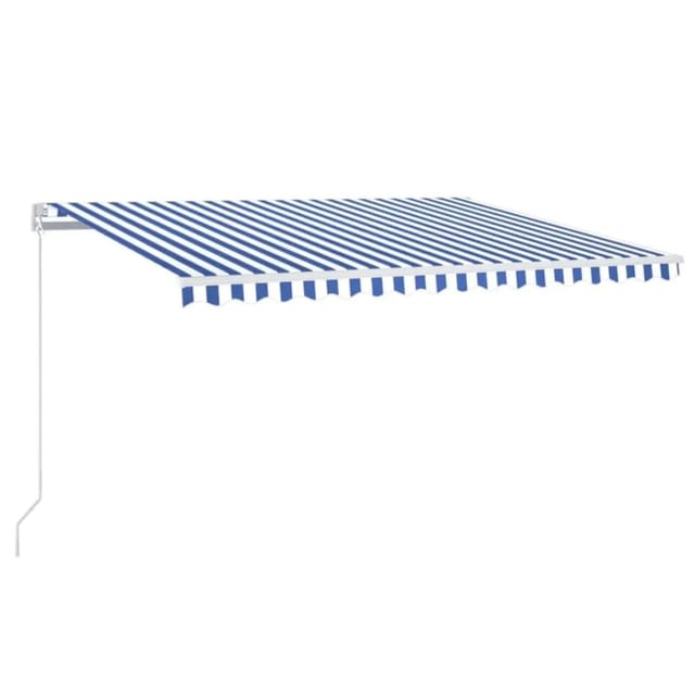 vidaXL Markise Manuell Einziehbar mit LED 450x350 cm Blau und Weiß 3069001