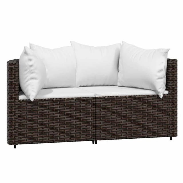 vidaXL Garten-Ecksofas mit Kissen 2 Stk Braun Poly Rattan 319758
