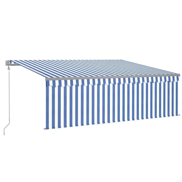 vidaXL Markise Automatisch mit Rollo LED Windsensor 4x3m Blau Weiß 3069431