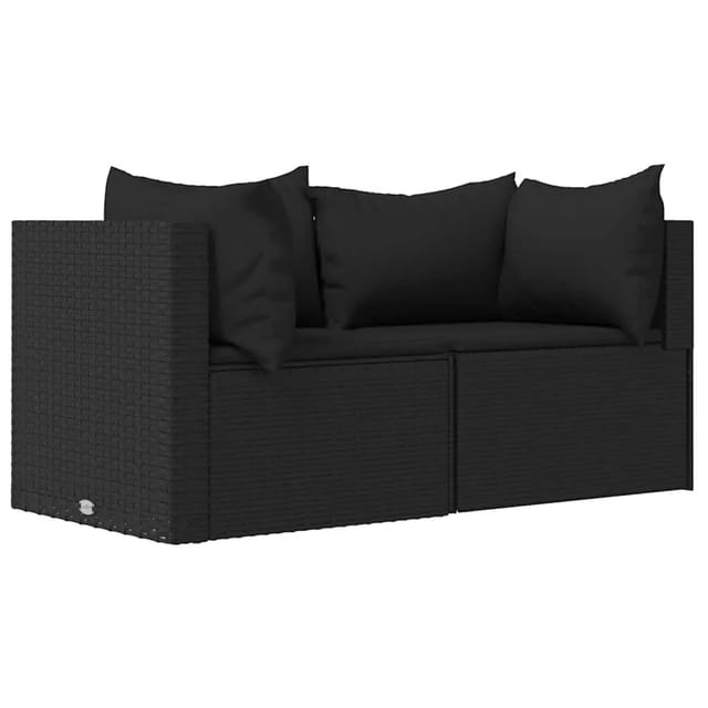 vidaXL Garten-Ecksofas mit Kissen 2 Stk Schwarz Poly Rattan 319778