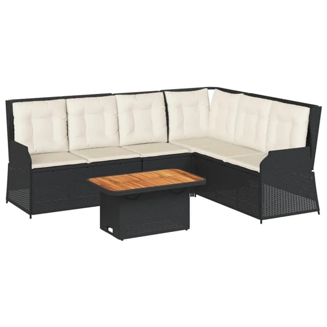 vidaXL 5-Tlg Garten-Lounge-Set mit Kissen Schwarz Poly Rattan 3262471