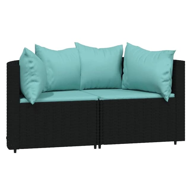 vidaXL Garten-Ecksofas mit Kissen 2 Stk Schwarz Poly Rattan 319806