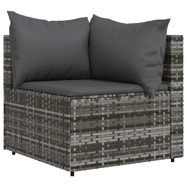 vidaXL Garten-Ecksofa mit Kissen Grau Poly Rattan 319761