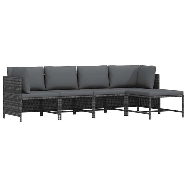 vidaXL 4-Tlg Garten-Lounge-Set mit Kissen Poly Rattan Grau 313502