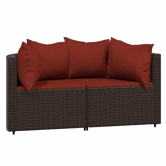 vidaXL Garten-Ecksofas mit Kissen 2 Stk Braun Poly Rattan 319822