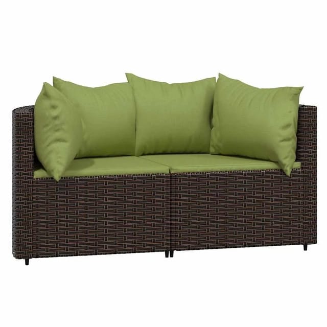 vidaXL Garten-Ecksofas mit Kissen 2 Stk Braun Poly Rattan 319838