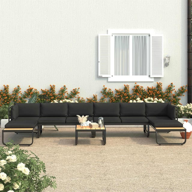 vidaXL 5 Tlg Garten-Ecksofa-Set mit Auflagen Aluminium und WPC 48655