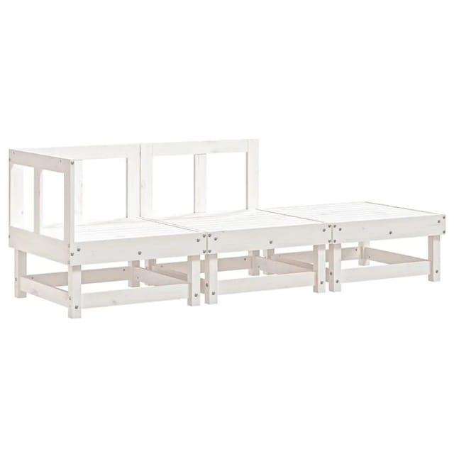 vidaXL 3-Tlg Garten-Lounge-Set Weiß Massivholz Kiefer 825409