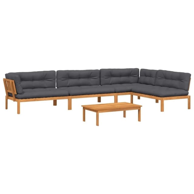 vidaXL 5 Tlg Garten-Sofagarnitur aus Paletten mit Kissen Akazienholz 3209511