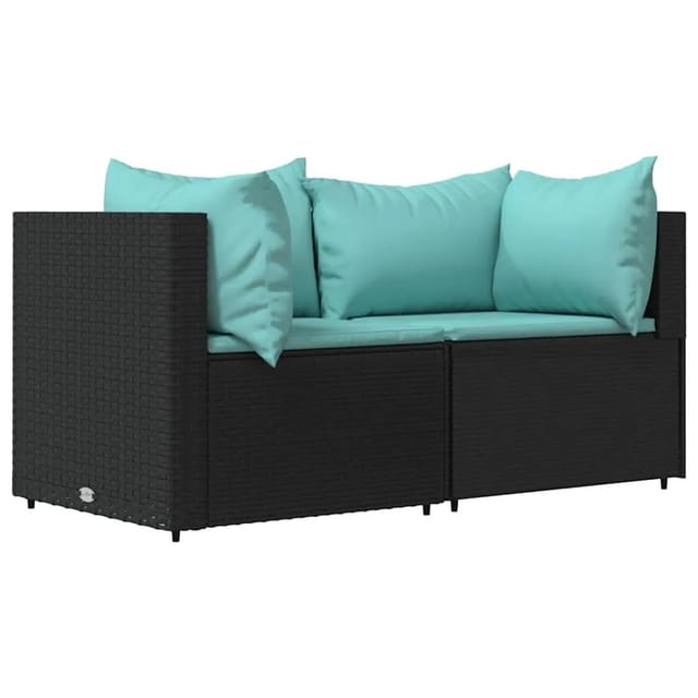 vidaXL Garten-Ecksofas mit Kissen 2 Stk Schwarz Poly Rattan 319794