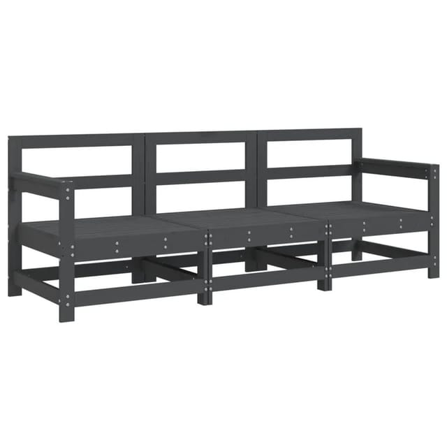 vidaXL 3-Tlg Garten-Lounge-Set Grau Massivholz Kiefer 825529