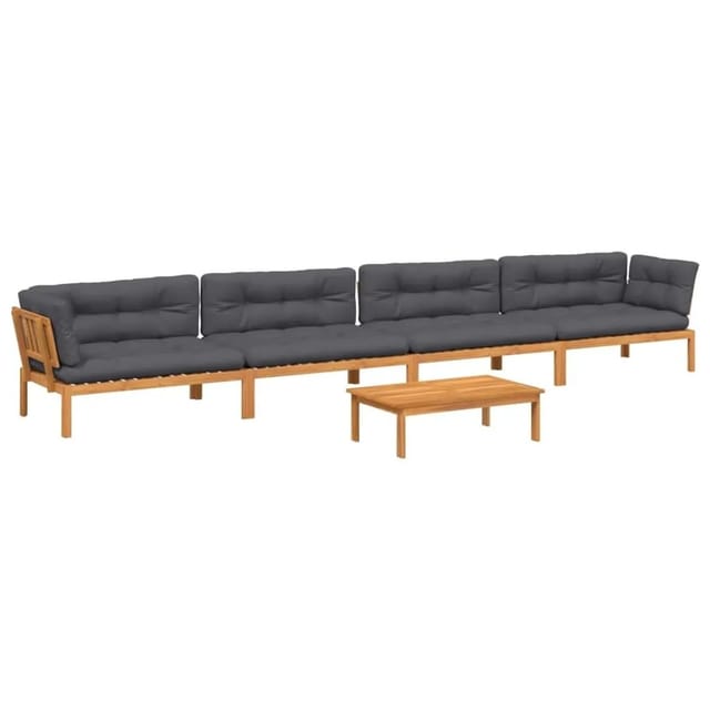 vidaXL 5 Tlg Garten-Sofagarnitur aus Paletten mit Kissen Akazienholz 3209505