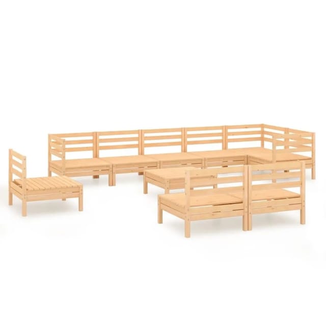 vidaXL 10-Tlg Garten-Lounge-Set Massivholz Kiefer 3082909