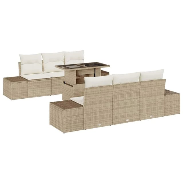 vidaXL Garten-Sofa-Set mit Kissen 7-Tlg Beige und Creme 3357844