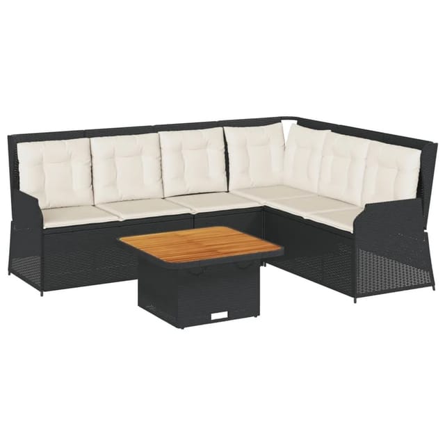 vidaXL 5-Tlg Garten-Lounge-Set mit Kissen Schwarz Poly Rattan 3262165
