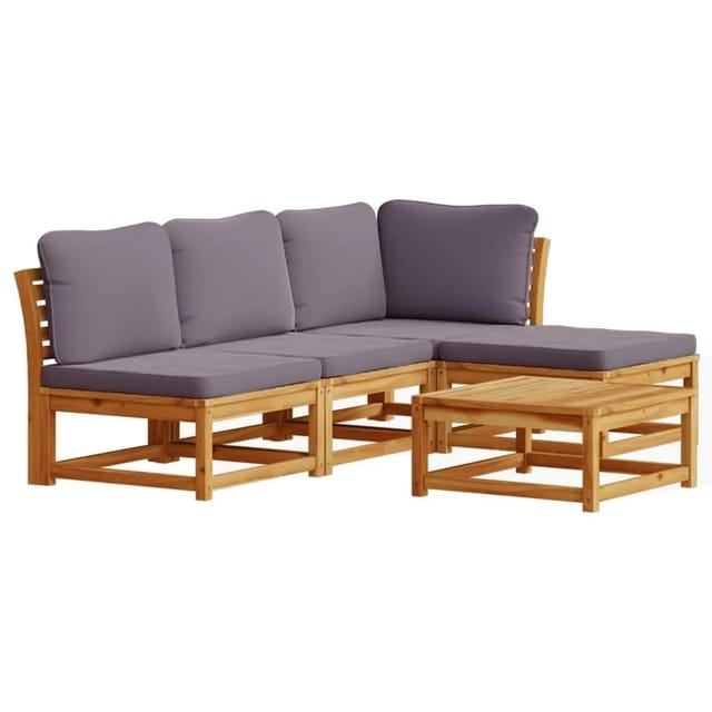 vidaXL 5-Tlg Garten-Lounge-Set mit Kissen Massivholz Akazie 3214308