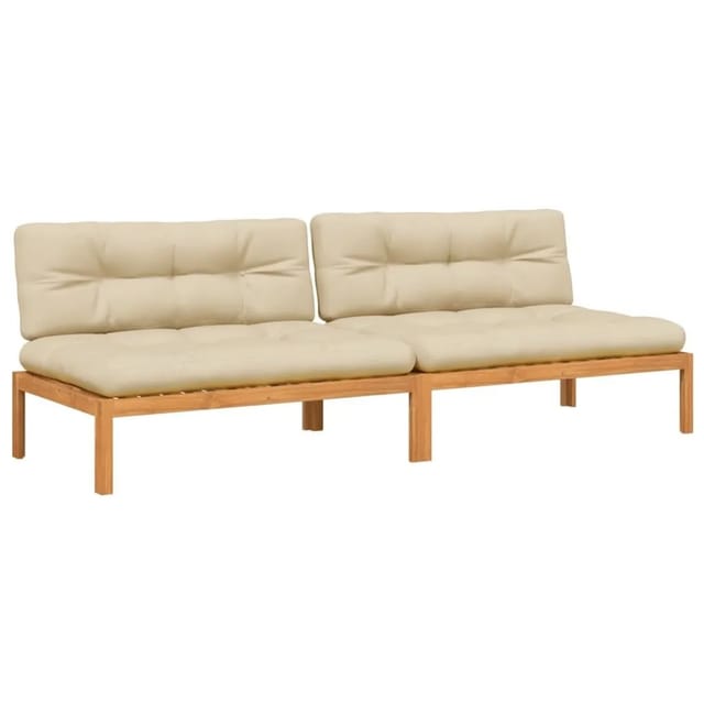 vidaXL Garten-Mittelsofas aus Paletten mit Kissen 2 Stk Akazienholz 3209483