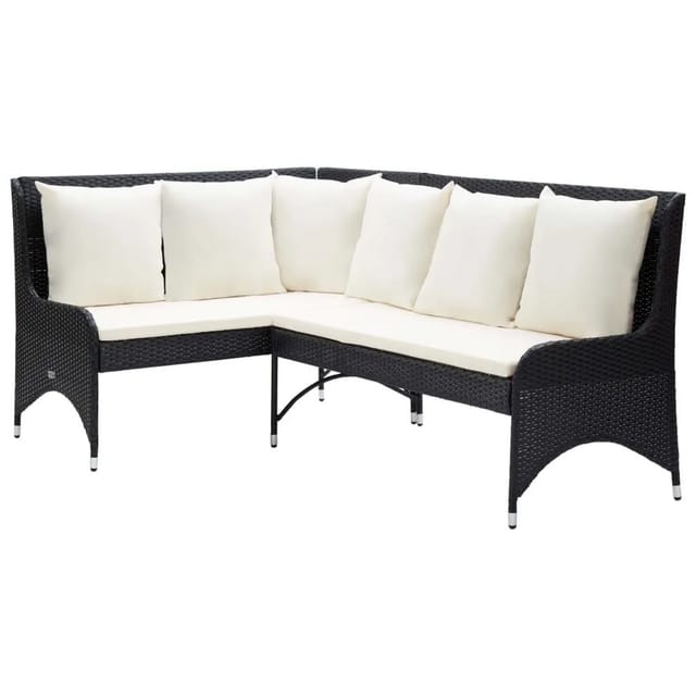 vidaXL Garten-Ecksofa 2 Tlg Poly Rattan Schwarz 310224