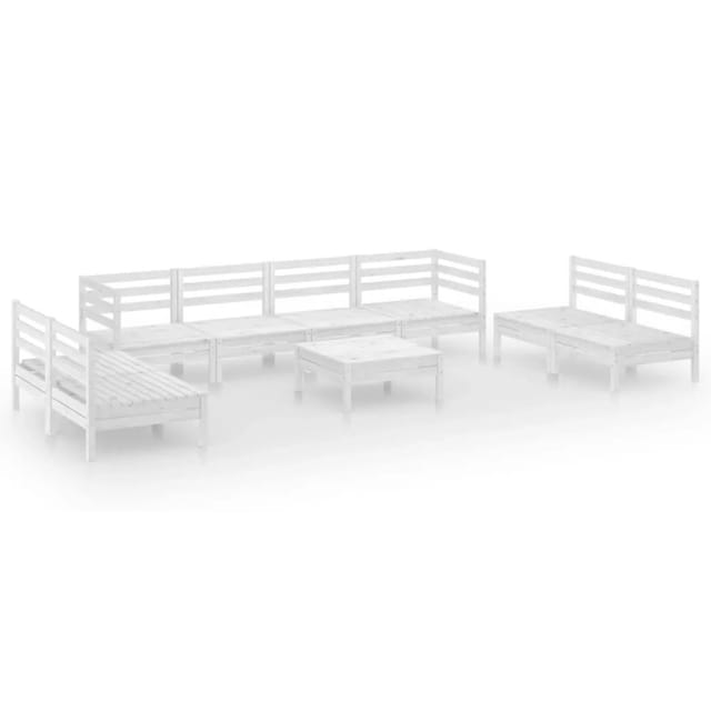vidaXL 9-Tlg Garten-Lounge-Set Weiß Massivholz Kiefer 3082578
