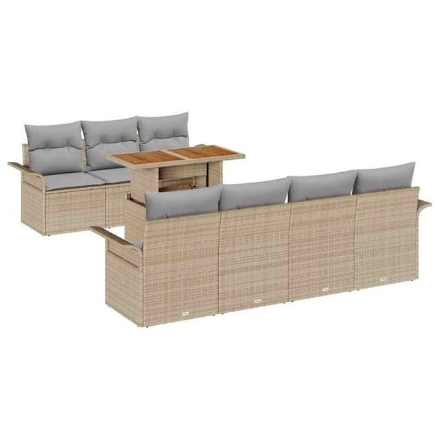 vidaXL Garten-Sofa-Set mit Kissen 8-Tlg Beige und Hellgrau 3349293
