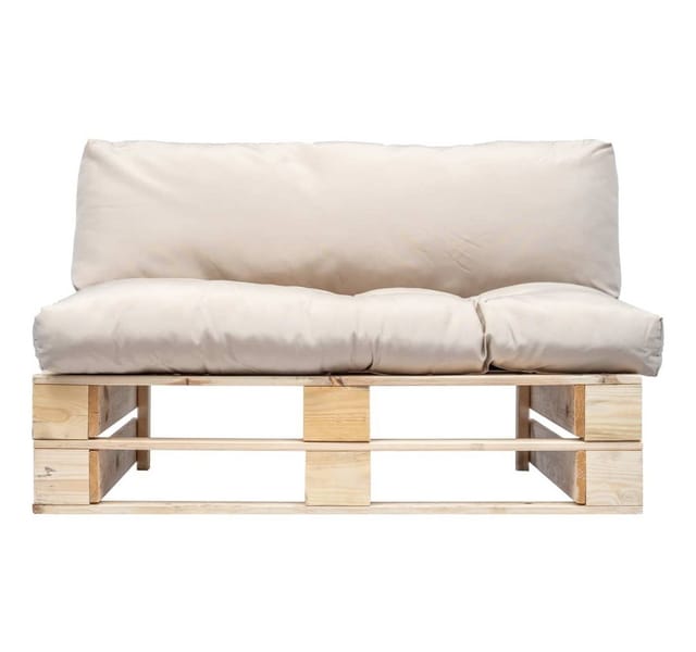 vidaXL Outdoor-Sofa Paletten mit Kissen in Sandfarben Kiefernholz 277476